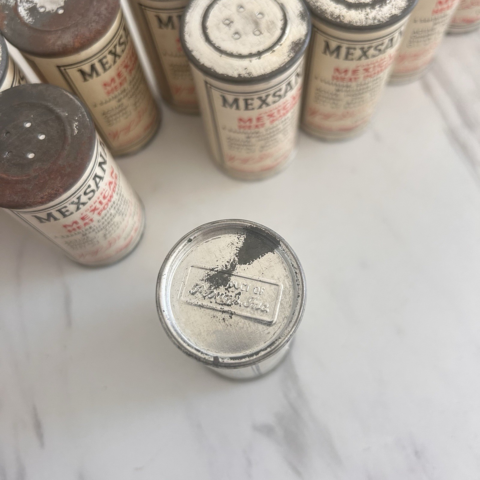 Vintage Mexsana Mexican Heat Powder 10 Cent Size Cans 3/4 Oz Bundle of 12 & Box