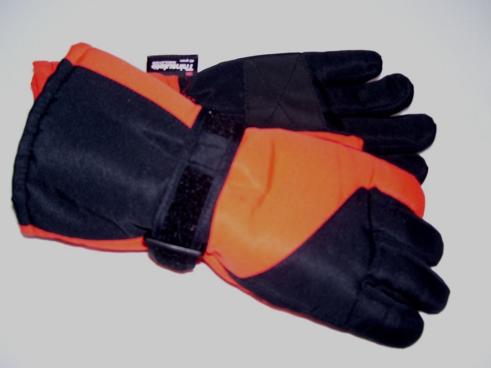 THINSULATE Athletech Medium Gloves Black & Orange Adjustable Wrist Straps