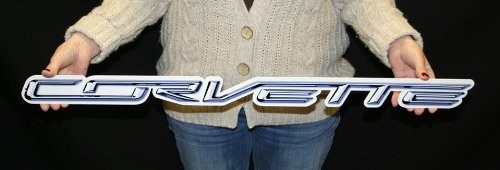 C7 Corvette Script Metal Sign 32x3 inches