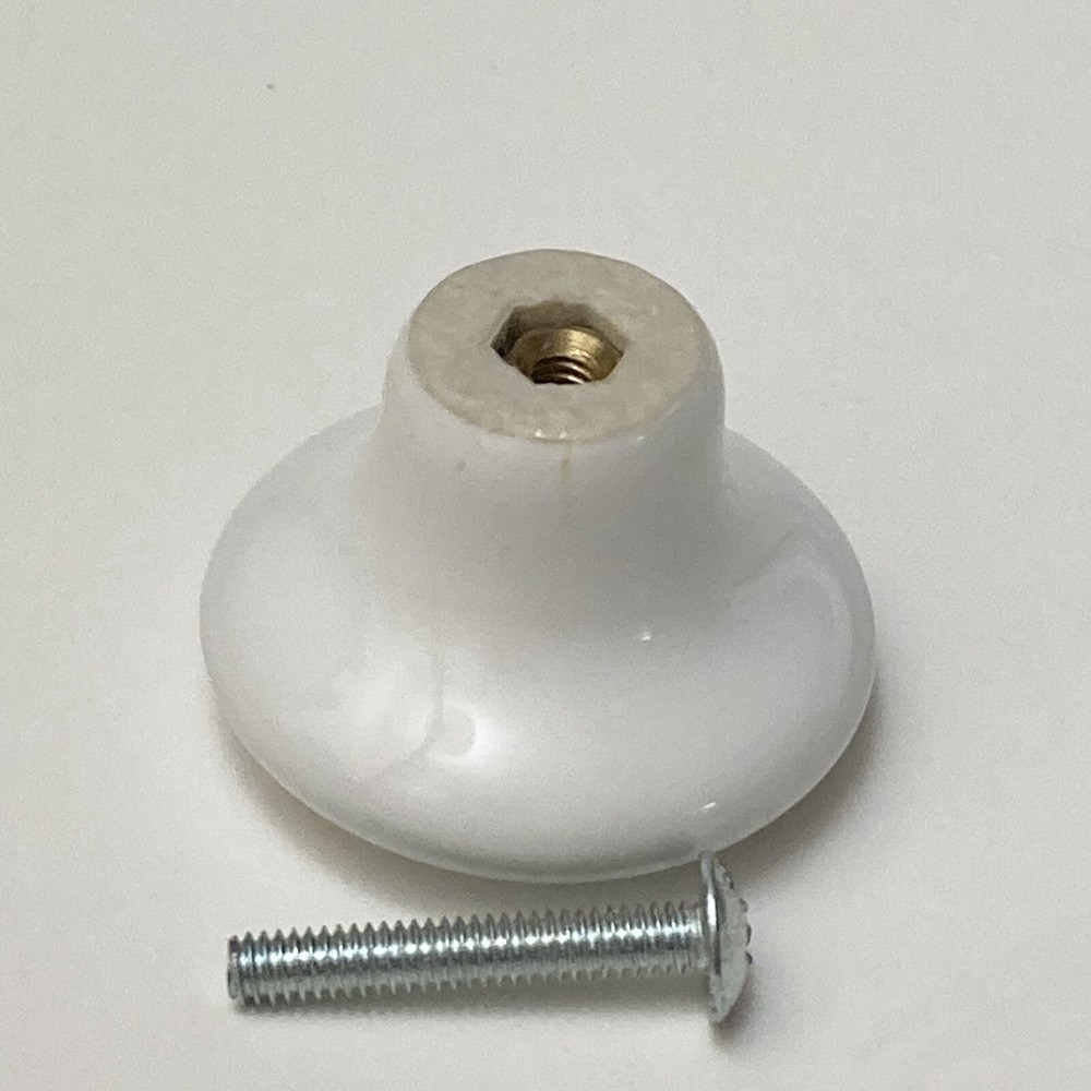 6 Pieces WHITE PORCELAIN Classic Cabinet Door Drawer Pulls Knobs 1.5" ROUND