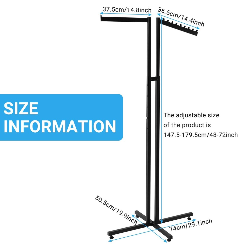 Clothing Display Rack, Black, Floor-Standing