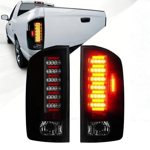 LED Tail Light Assembly Compatible with Dodge Ram Black Smoked 2002-2006 RAM