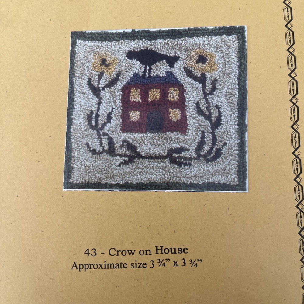 Hooked On Rugs Punchneedle Embroidery Pattern Crow On House Primitive Craft