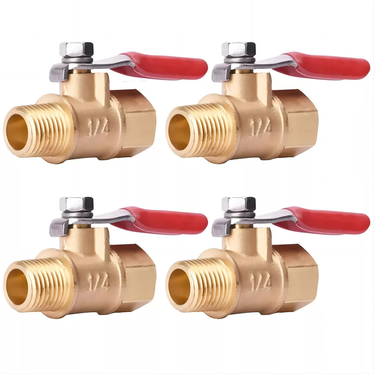 4PCS 1/4" Male Female NPT Brass Ball Valve Water Air Tank Drain Shut Off USA