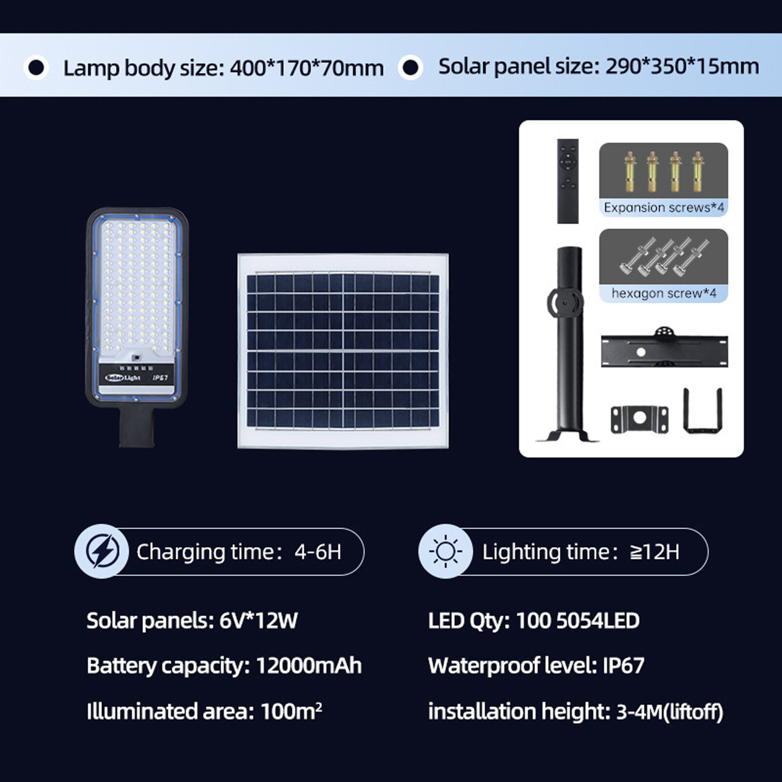 Commercial Solar Street Lights Outdoor Dusk to Dawn Solar High Bright Aluminum