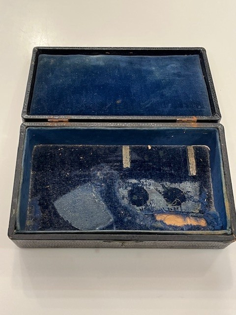 Circa 1920s Bausch & Lomb Optical Ophthalmoscope Box With Velvet Interior