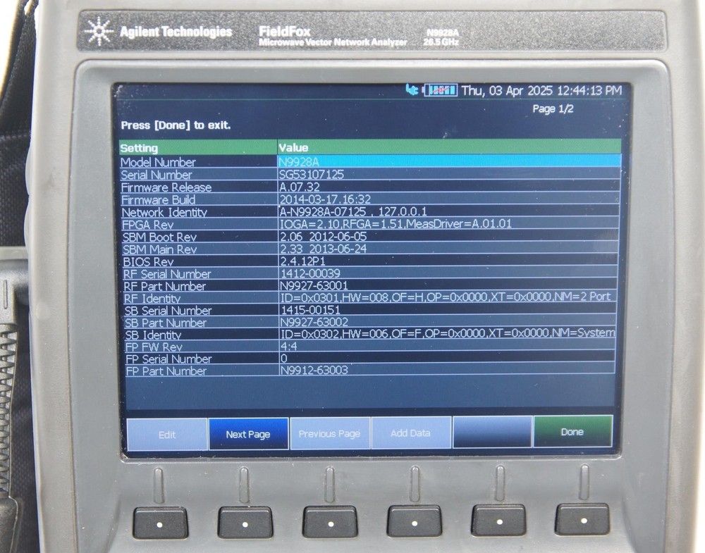 Agilent N9928A FieldFox 26.5GHz RF Microwave Cable Antenna Combination Analyzer