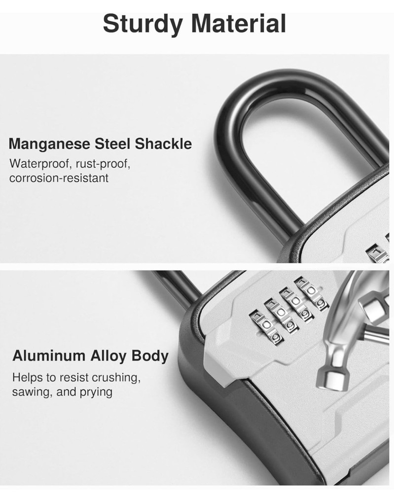 Lock Box, Key Lock Box Wall Mount & Portable Combination Lockbox with Resettable