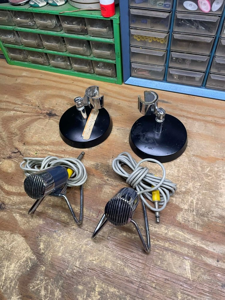 Vintage Pair Harmonica Microphone Type CE 102H 1960s Dynamic & stands MAKE OFFER