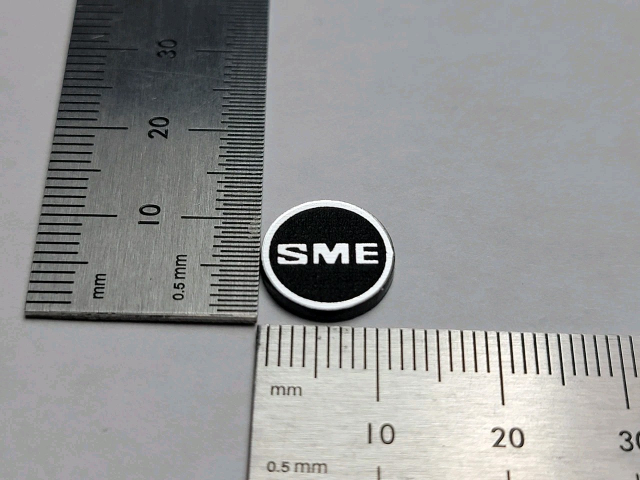 SME Headshell Badge Logo Premium Silver Vintage Diagonal Style With Adhesive