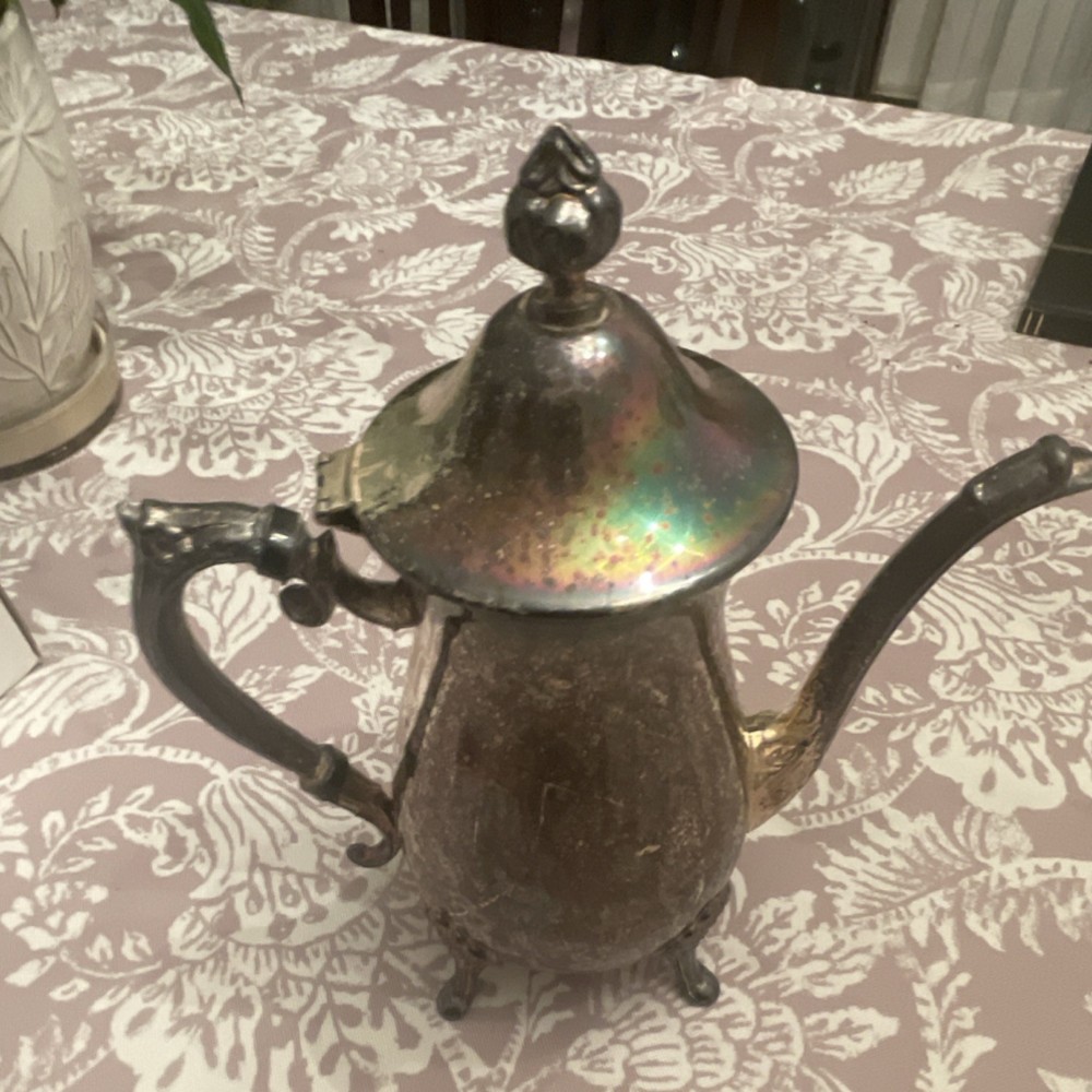 Victorian Silverplate Ornate Coffee Pot Teapot Antique