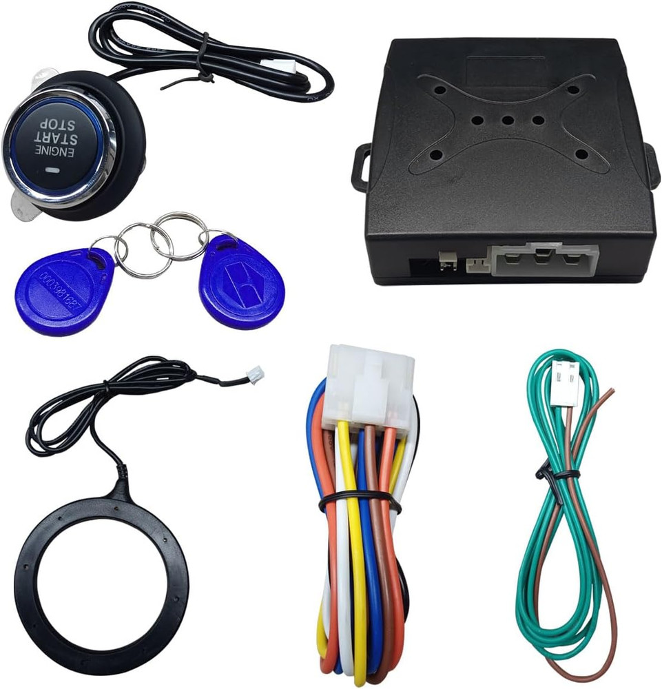 Car Push Engine Start Button Kit, Upgrade Push to Start Ignition Kit, Smart Keyl