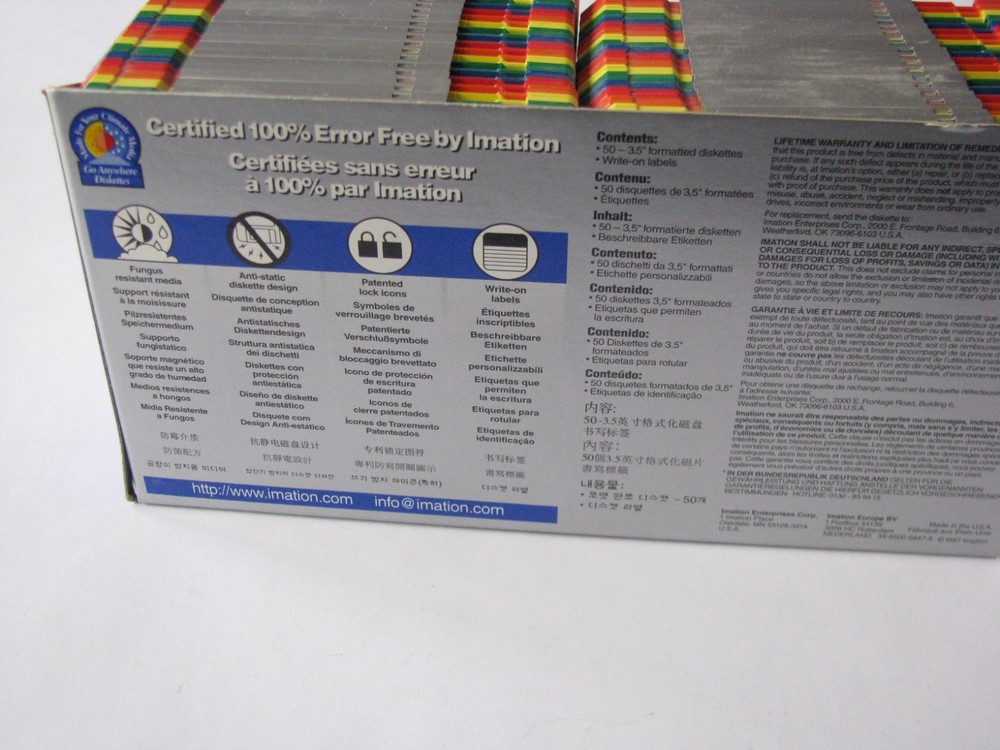42pc Lot Set Count Pack 3M Imation IBM Formatted 3.5" Floppy Diskettes Rainbow