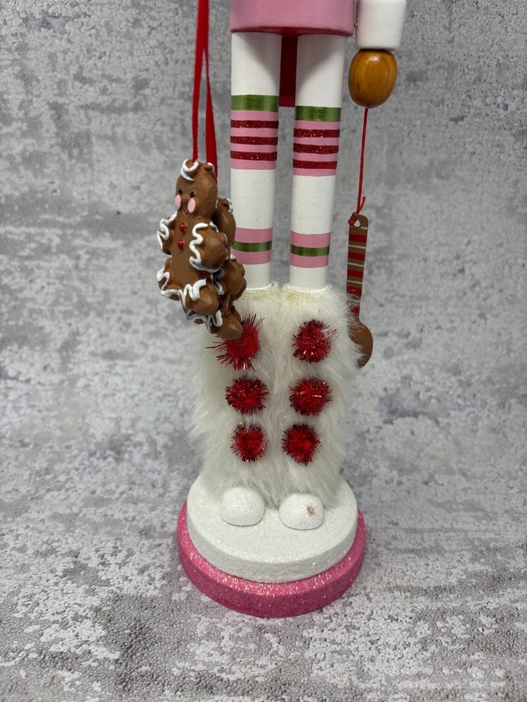 Adler Nutcracker Candy Gingerbread Cupcake Hat Pink Red Glitter Decor