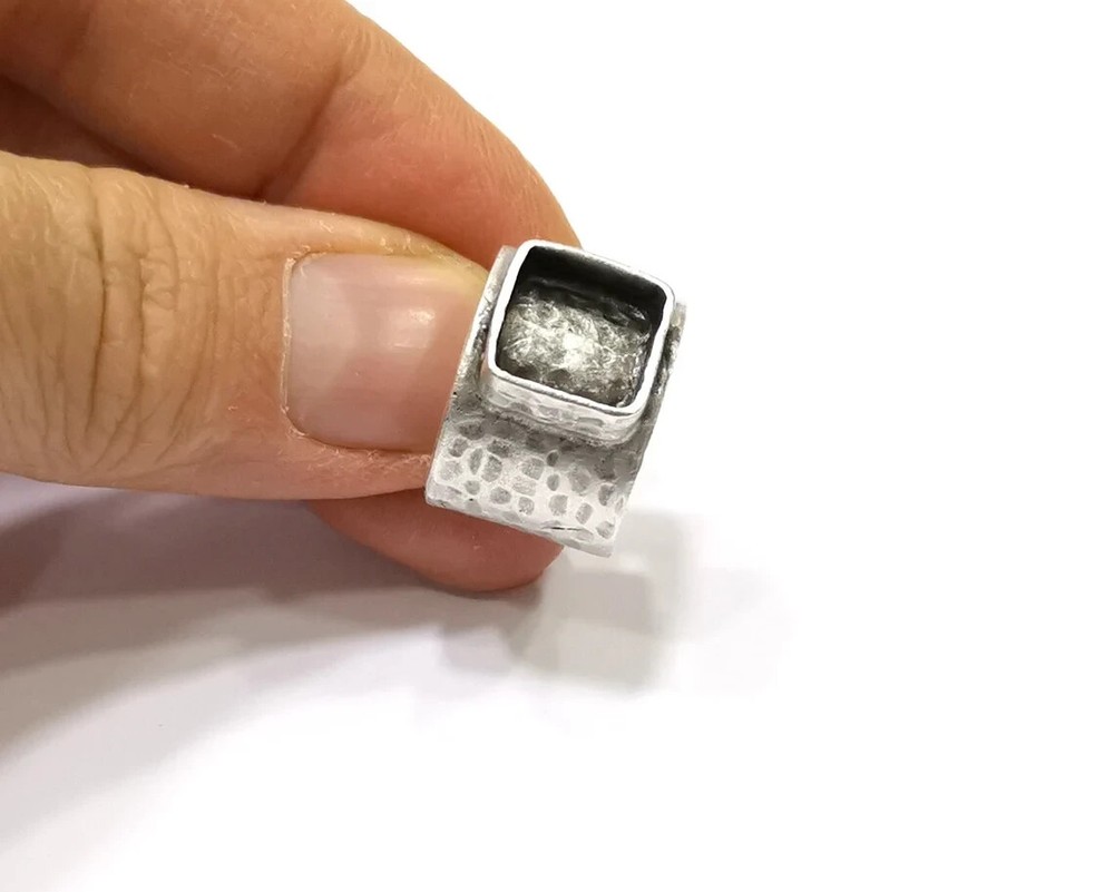 Silver Ring Setting Resin Ring Blank Cabochon Base inlay Mounting Adjustable