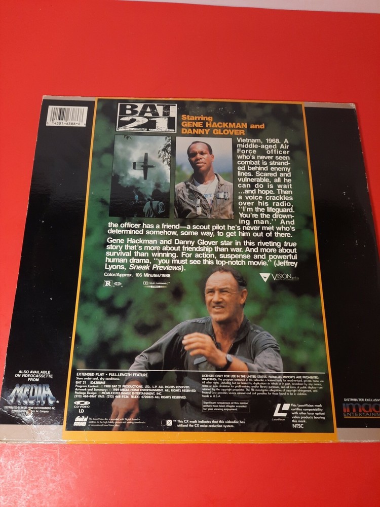 Bat 21 Laserdisc Gene Hackman Danny Glover