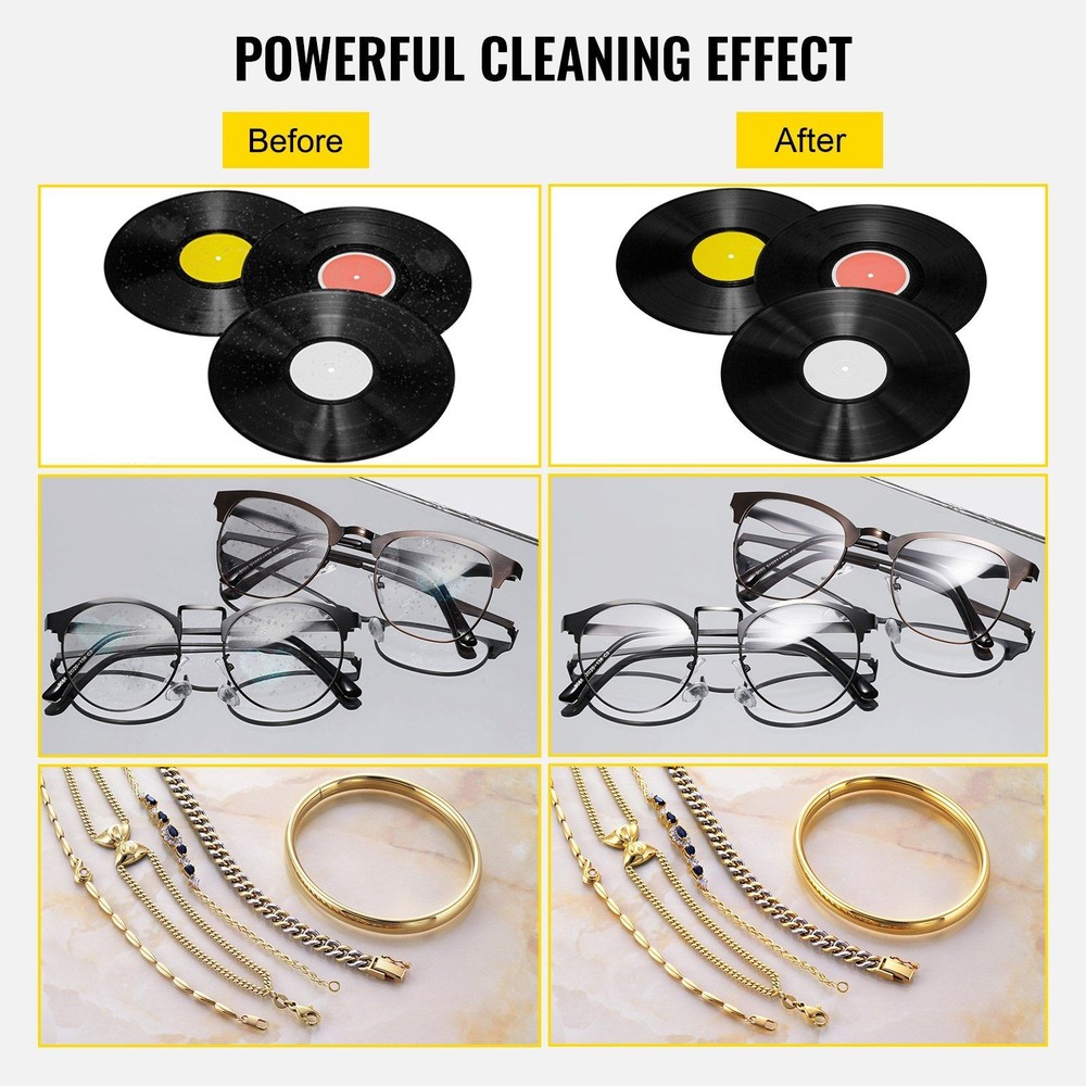 6L Ultrasonic Record Cleaning System 40kHz Adjustable Heat Timing Features