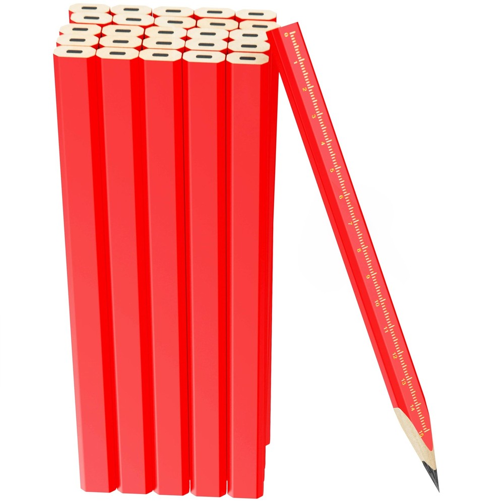 RONDURE 25-Pack Carpenter Pencils for Construction Woodworking Precise red