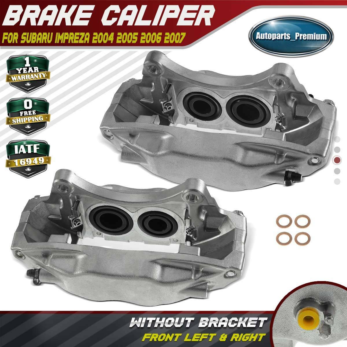 2PCS Disc Brake Caliper for Subaru Impreza WRX STI 2004-2007 Front Left & Right