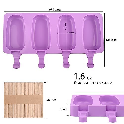 2 Pcs Silicone Ice Cream Molds Popsicle Maker Tray for Cake Pop Ice Pop