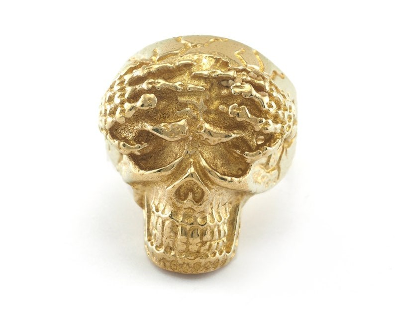 Skull Ring Adjustable Raw Brass (20mm 10US inner size) 2807 ring30