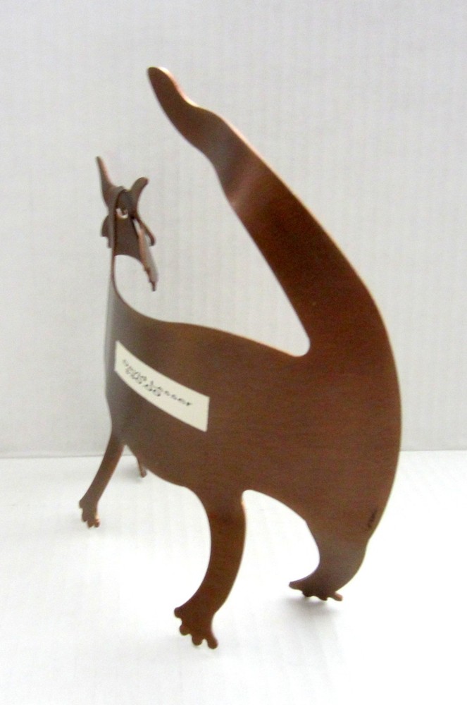 David Lesser Metal Cat Sculpture Signed