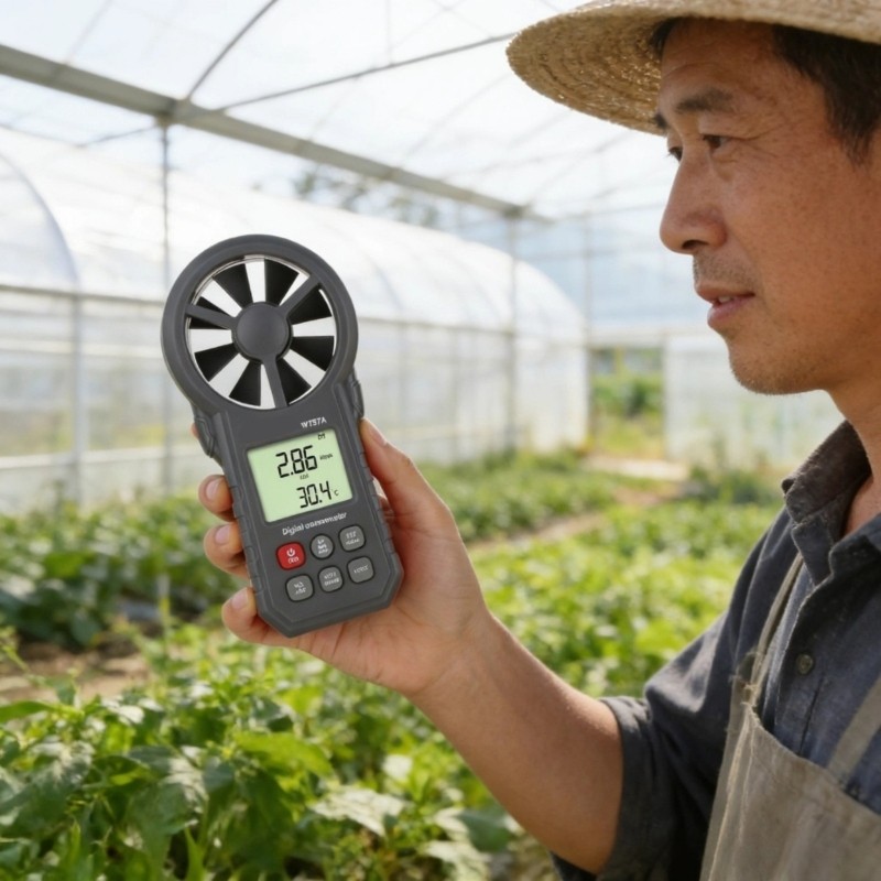 Handheld Digital Anemometer for Outdoor Wind Speeds and Temperature