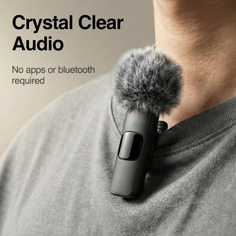 Wireless Microphone for iPhone/Android Clear Voice , Noise Cancelling