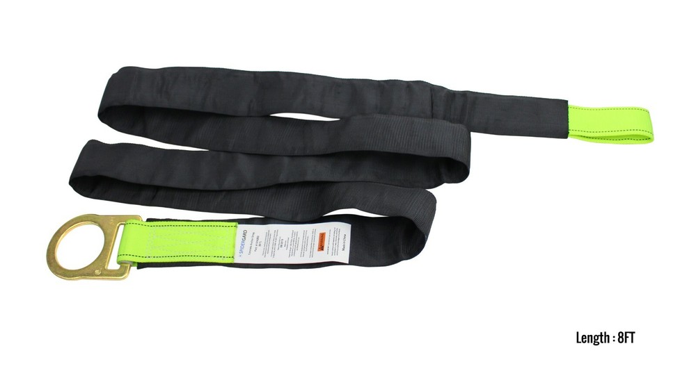 Spidergard SPA Fall Protection Loop and D-Ring End Concrete Anchor Strap with Pr