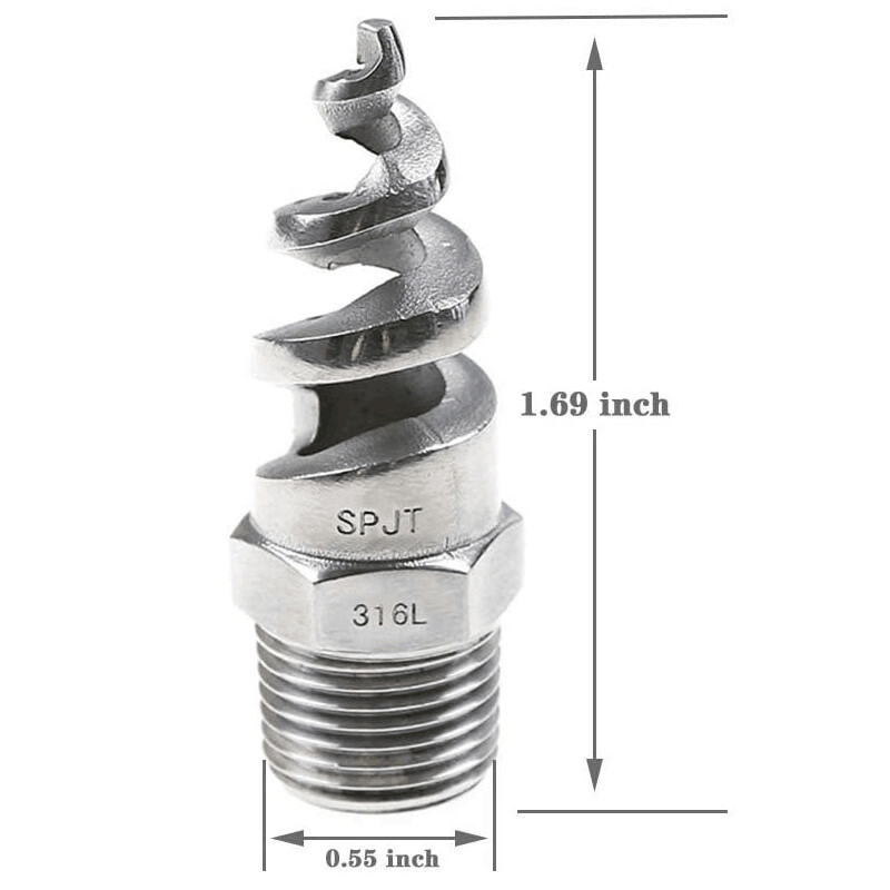 1/4"Male Spiral Cone Atomization Nozzle SS316 Dust Remove Atomized Sprayer 10Pcs