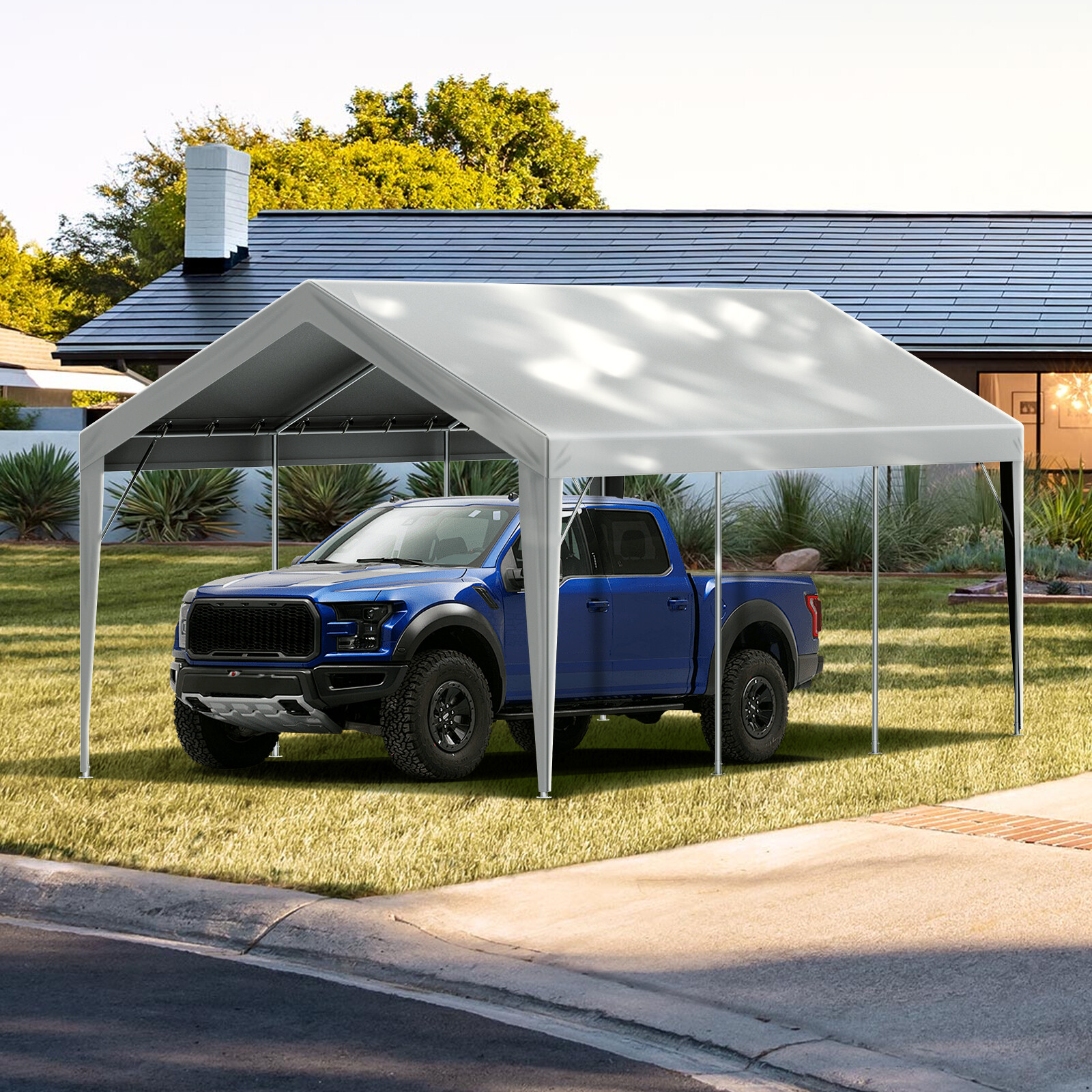 VEVOR Carport Replacement Canopy Car Shelter Tent Cover 10 x 20 ft Grey