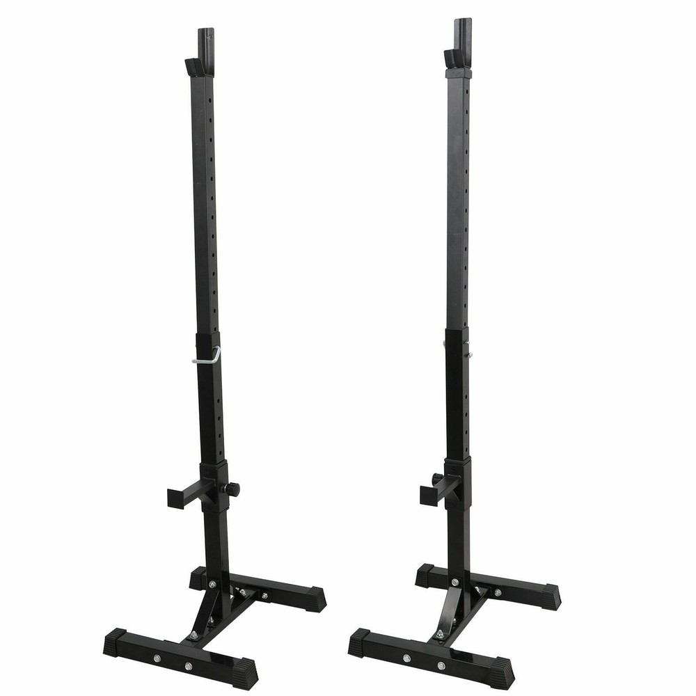 2pcs Adjustable Height Barbell Squat Rack Multi-function Thick Bench Press Stand