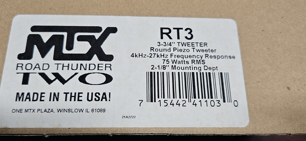 MTX RT3 Road Thunder Two 3 3/4" Round Piezo Tweeter