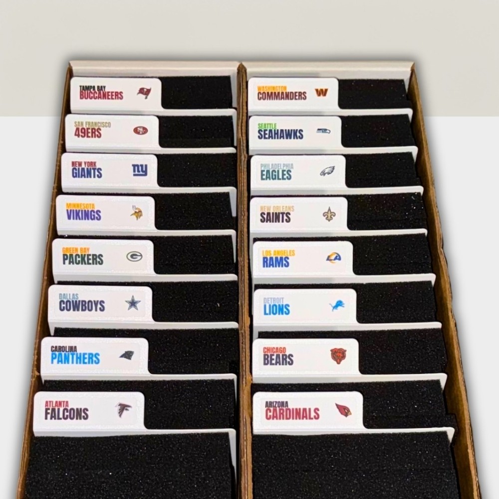 BCW Horizontal Trading Card Dividers w/ Custom NFL Team Labels (32 Team Set)