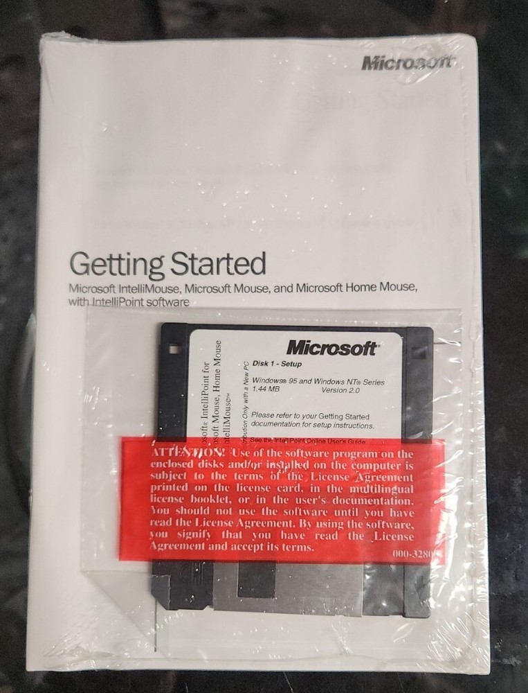 Microsoft Mouse IntelliMouse Windows 95 NT Disk 1 Setup Disk Manual V2.0 Sealed