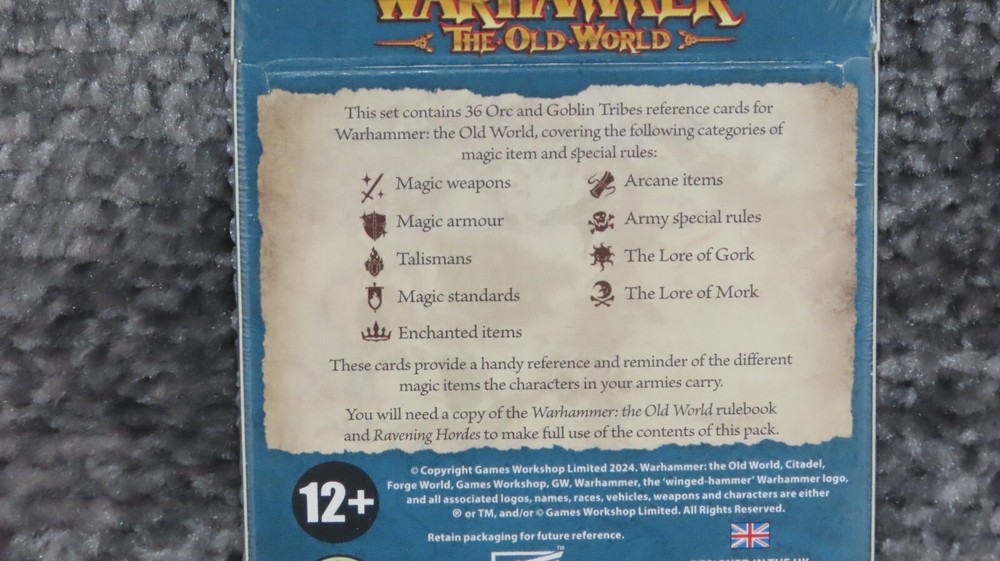 Games Workshop Warhammer The Old World Orcs & Goblins Tribes Reference Card Pack