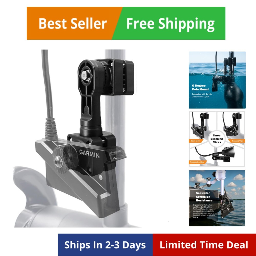 0 Degree Pole Mount Compatible with Garmin LiveScope Plus , Zero Degree Trans...
