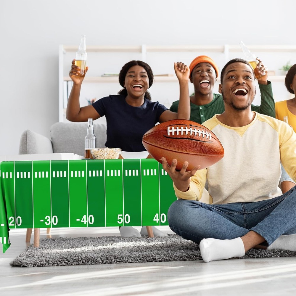 3Pcs Football Tablecloth Plastic 108" x 54" (Rectangular), Green
