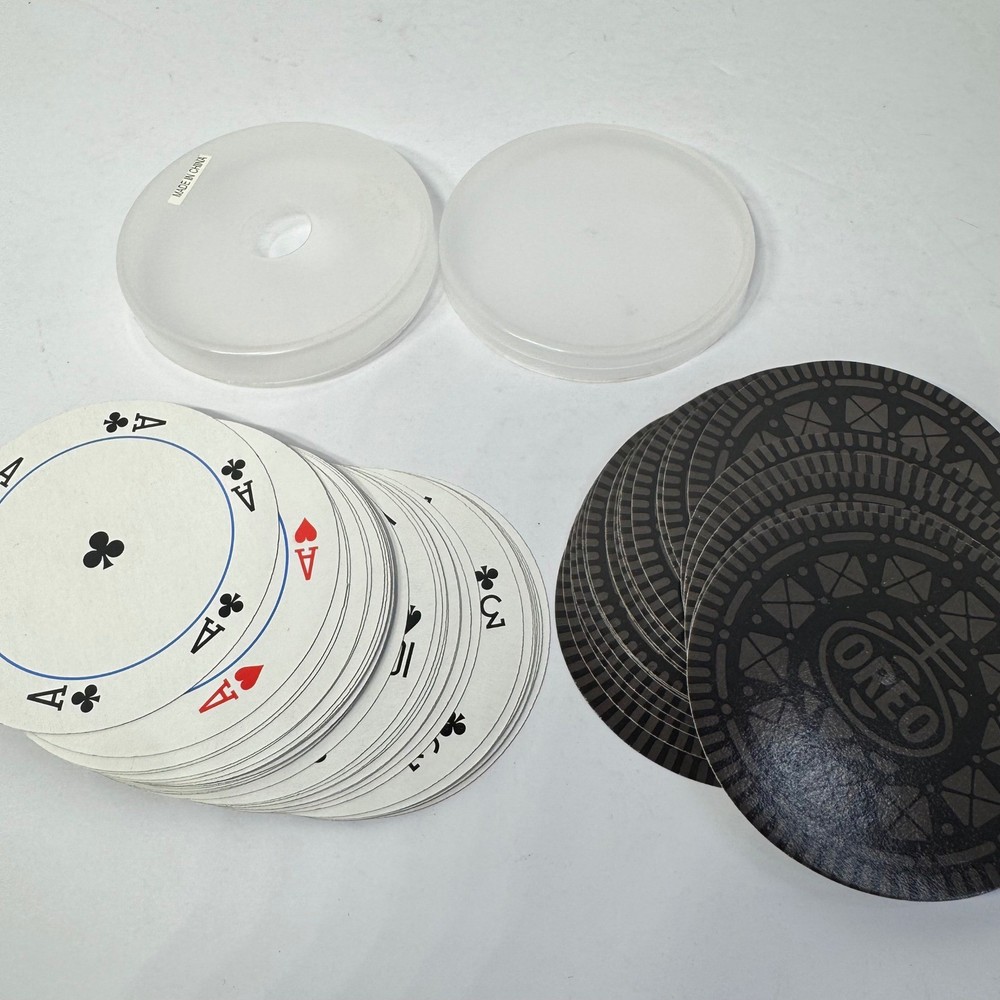 Oreo Playing Cards Round Circle Cookie Deck Novelty Game with Plastic Case EUC
