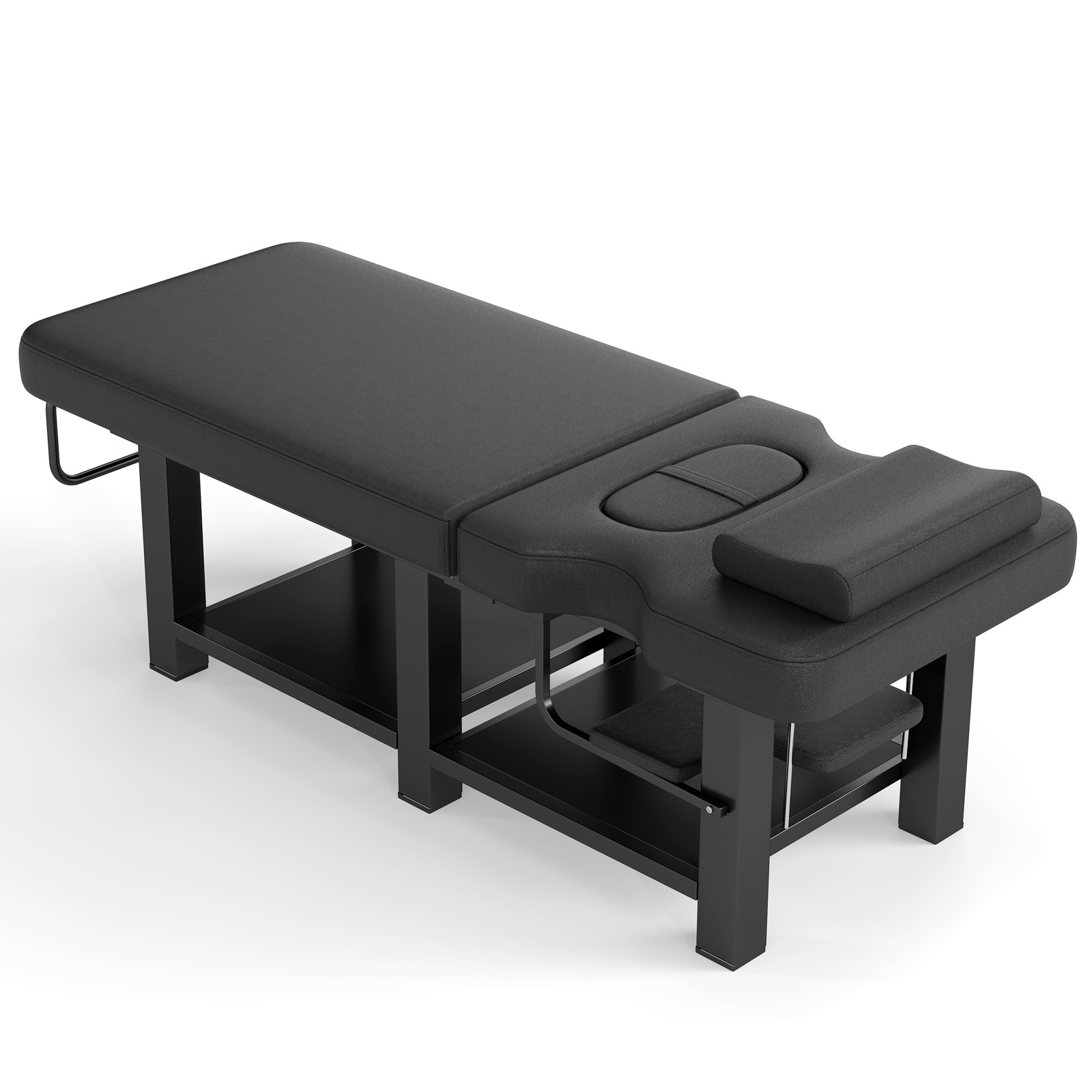 Black Massage Table Facial Bed Treatment Salon Spa Beauty w/Headrest, Open-Chest