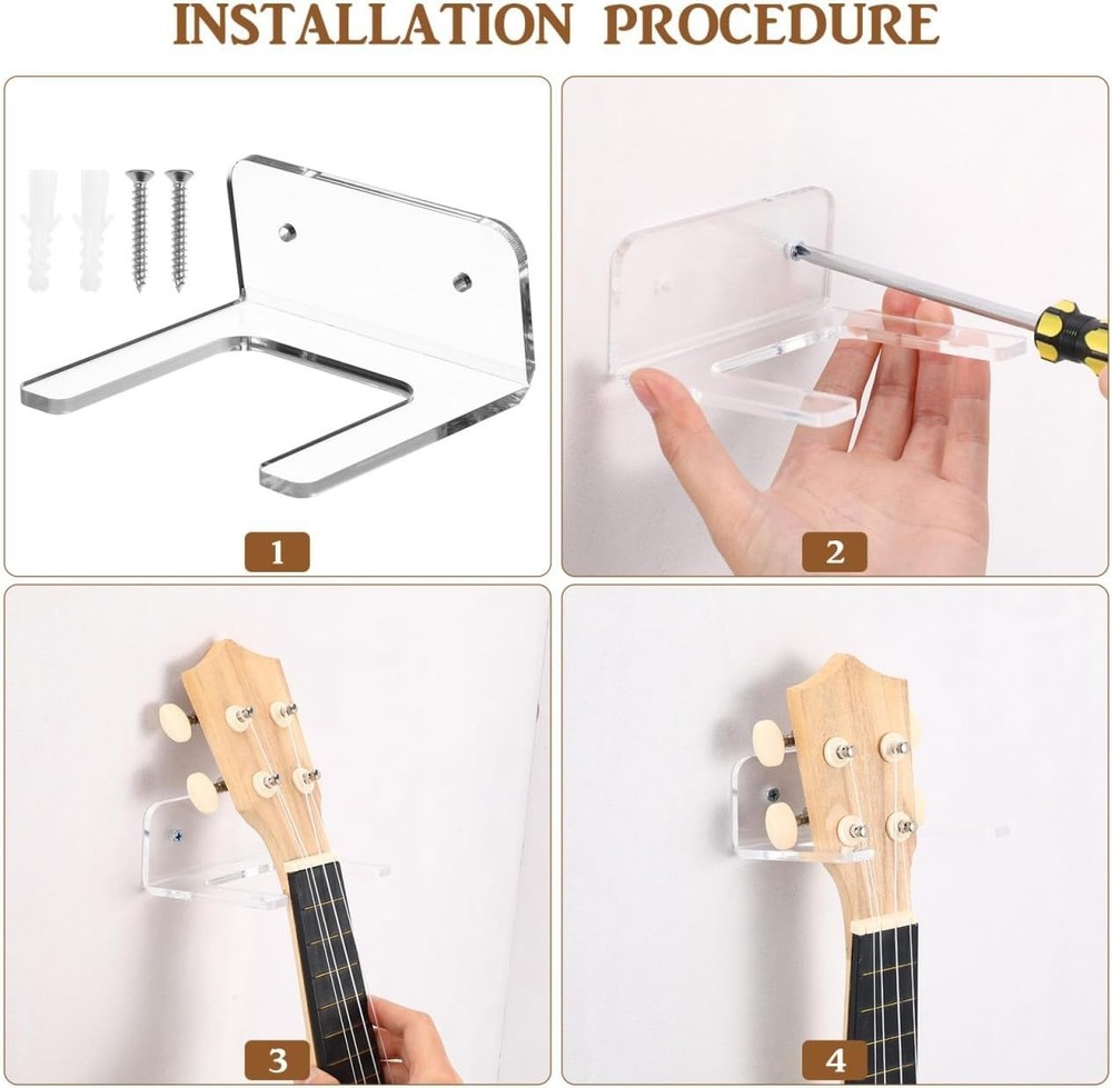 Space-Saving Transparent Guitar Wall Mount with Secure Hold for Home or Studio