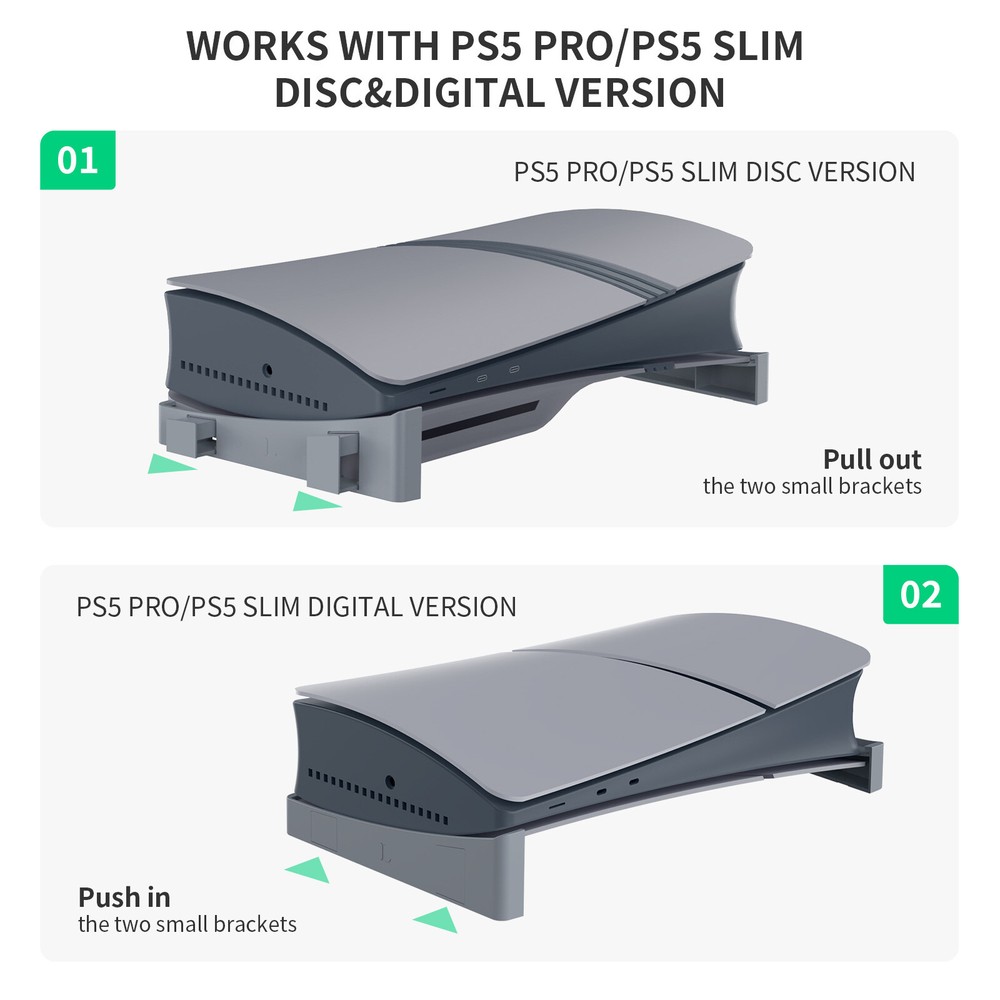 Disc Digital Horizontal Stand Placement Bracket For Sony PS5 Pro/Slim Console US