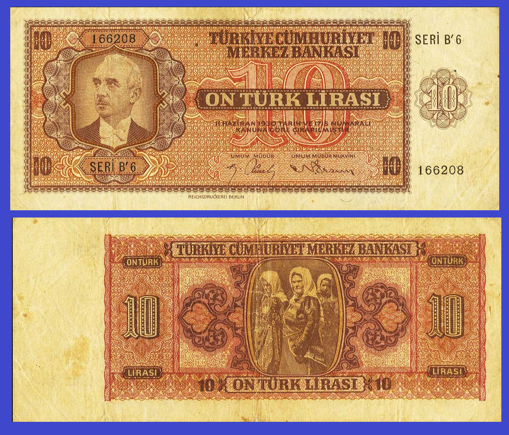 Turkey 10 LIRA 1942 - Copy
