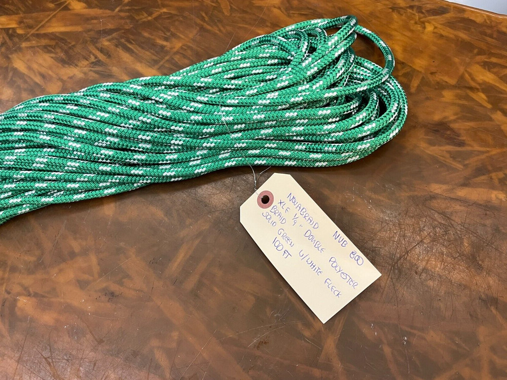 Nova Braid XLE 1/4" Double Polyester Braid Solid Green w/ White Fleck, 100 Ft