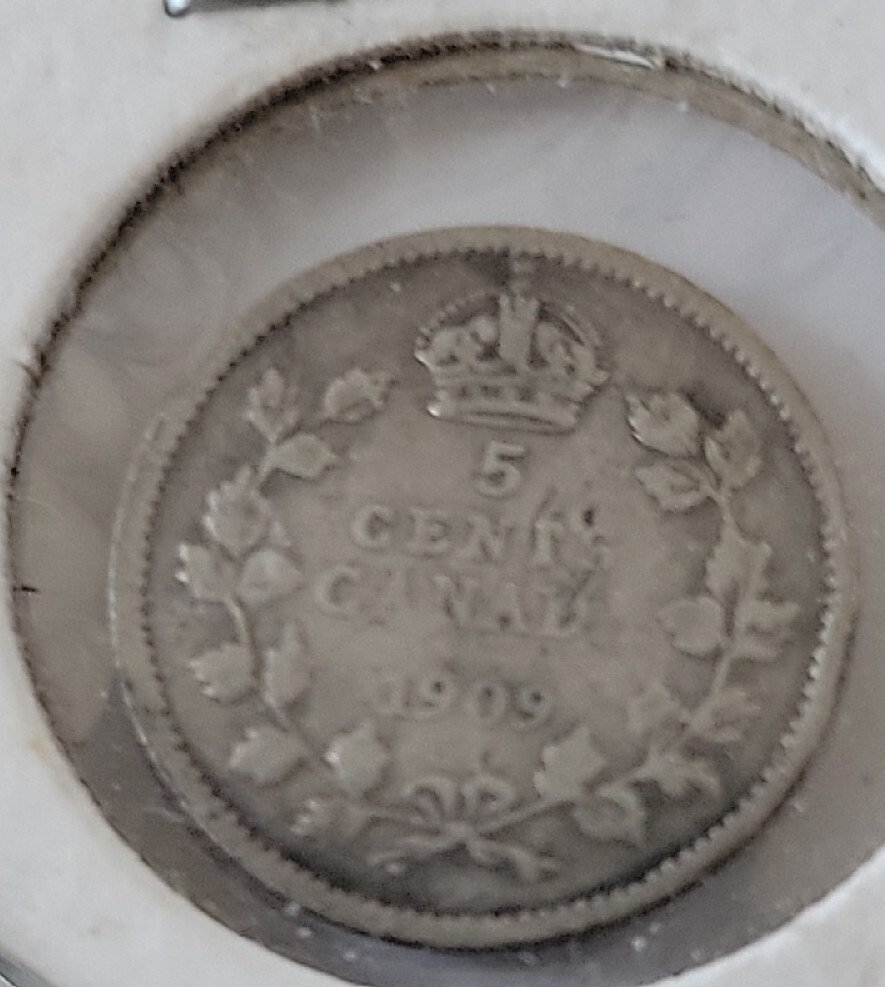 CANADA 5 CENT SILVER - RARE - 1909 1666
