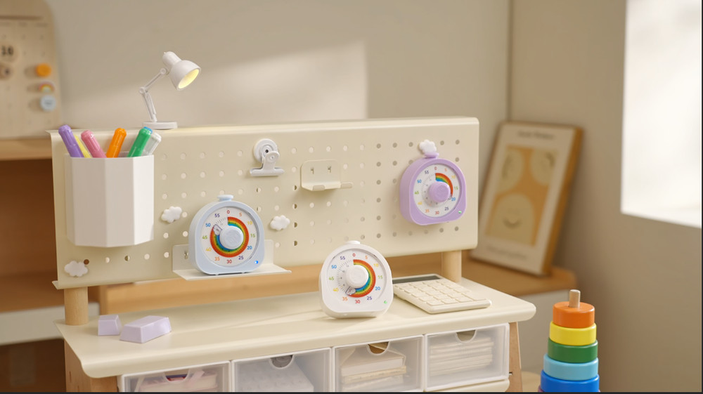 Rainbow Visual Timer for Kids - 60min/12h Magnetic Countdown Timer, Rechargeable