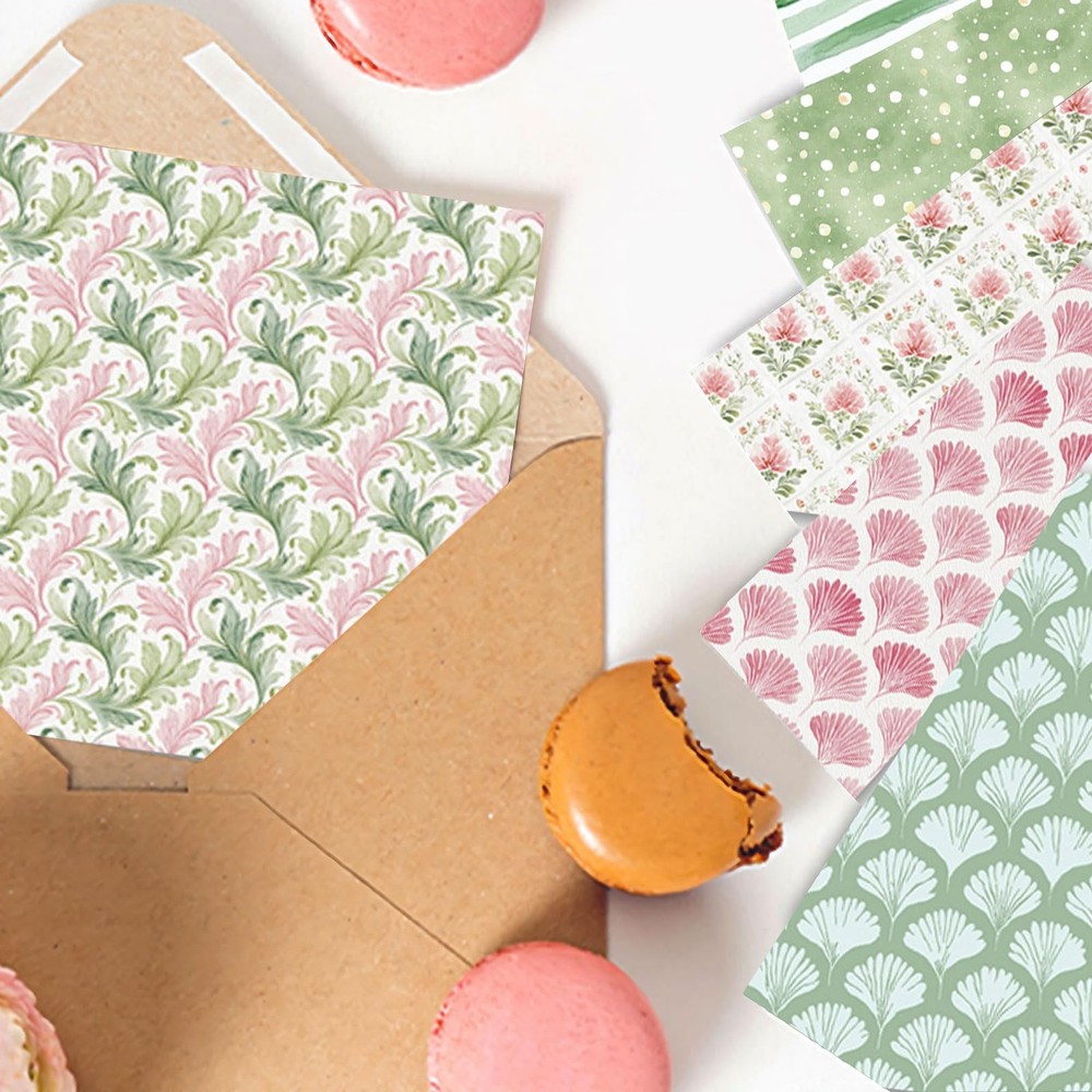 Scrapbook Paper Boho Patterned Paper for Scrapbooking, Double Sided Floral De...