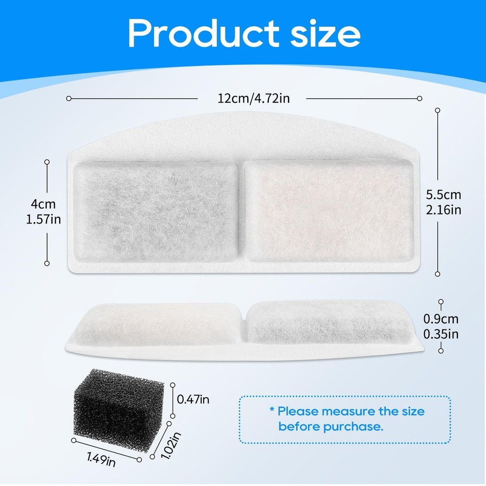 8 Pack Pet Fountain Filter Replacement and 8 Pack Replacement Pre-Filter Spon...