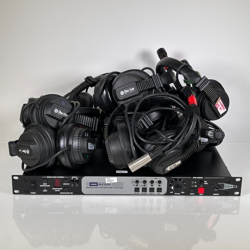 HME DX200 Wireless Intercom System Base Station w/ x8 ClearCom Headsets