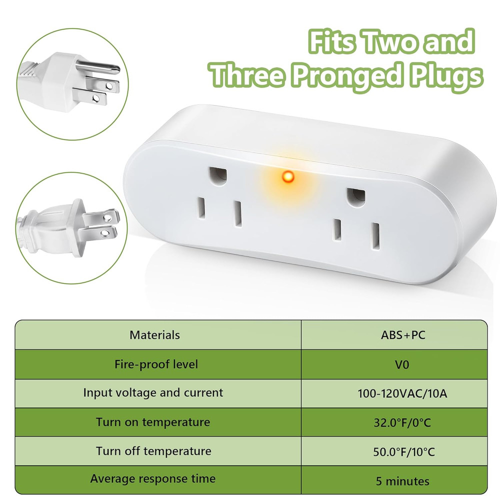1 Pc Thermostatically Controlled Outlet, Plug-In Thermal Cube, Auto on below 32°